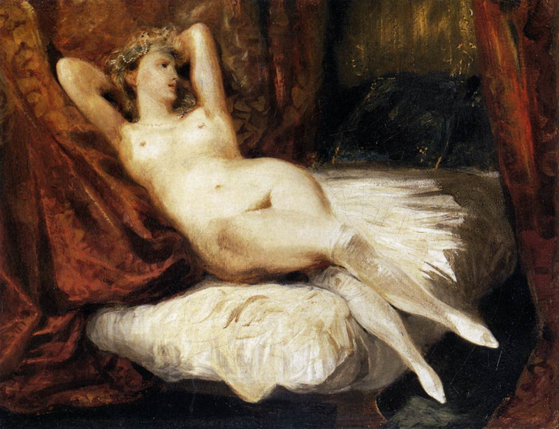 Delacroix Female nude lying on a divan
