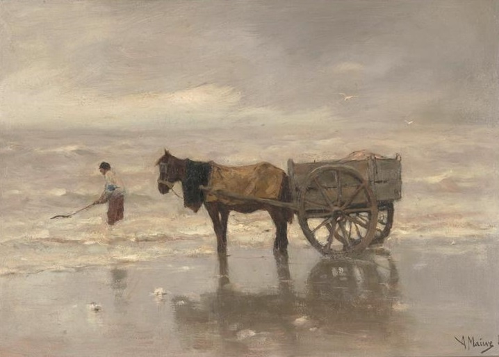 Mauve Horse cart on the beach
