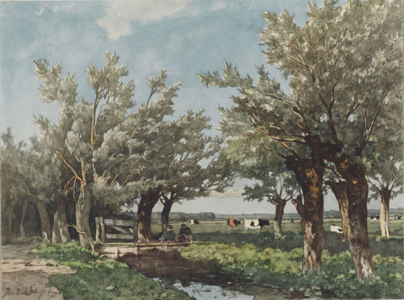 Weissenbruch Landscape with two fishing boys