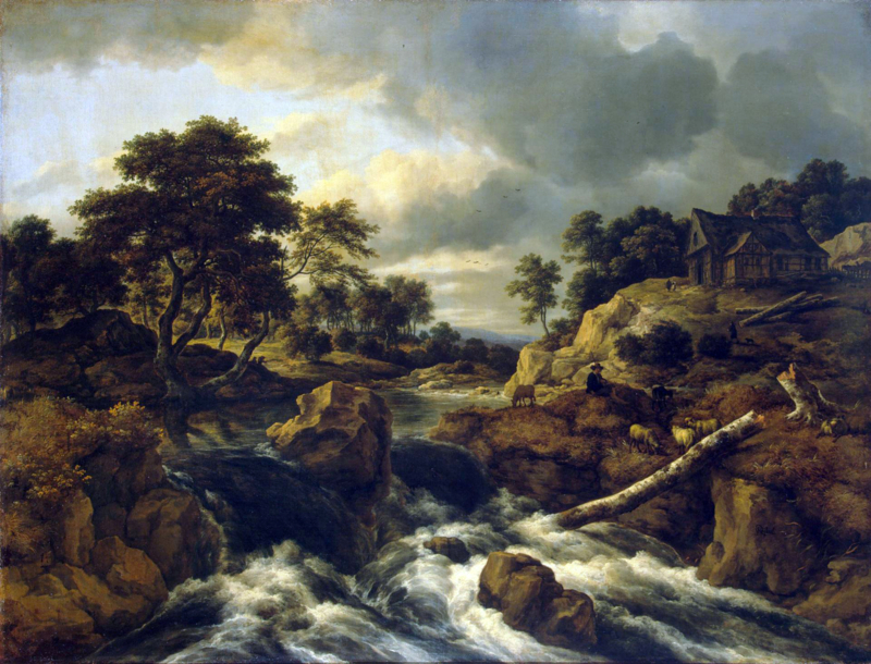 Van Ruisdael Waterfall in a hilly landscape