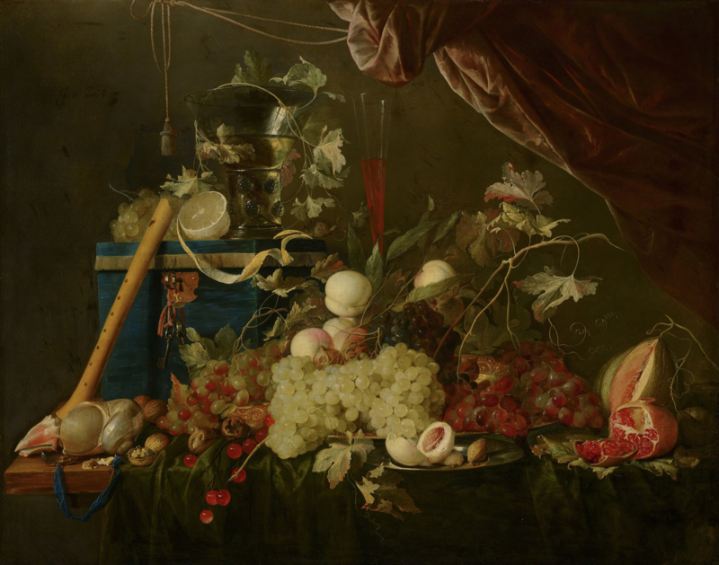 De Heem Showpiece still life with fruit and a jewelry box