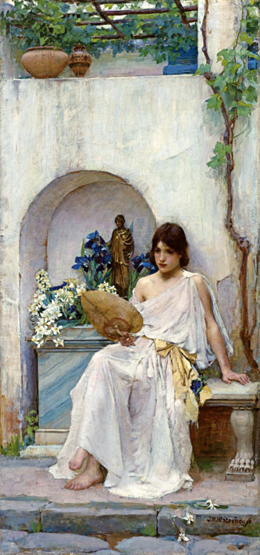 Waterhouse Flora in a white dress