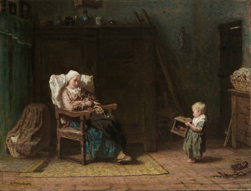 J. Israels Mother repairing clothes