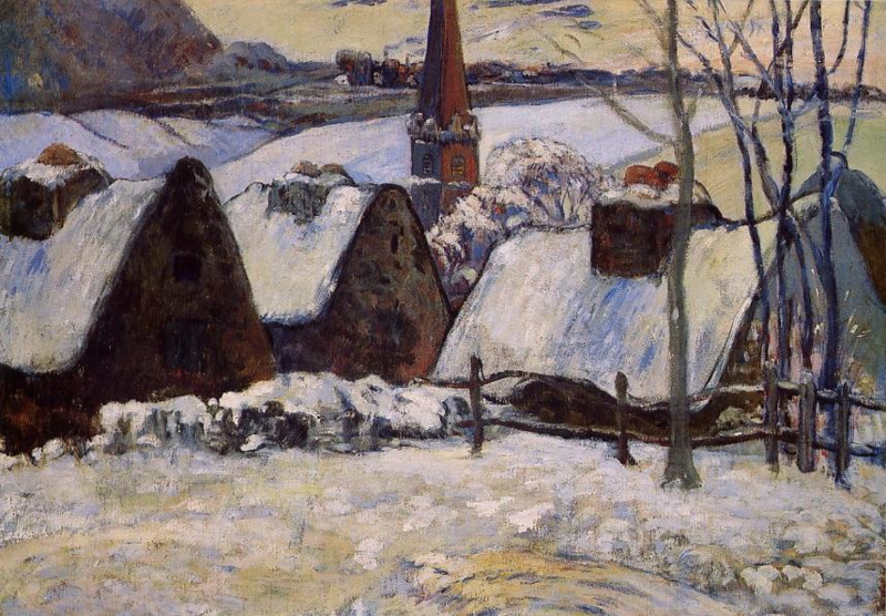 Gauguin Breton village in the snow