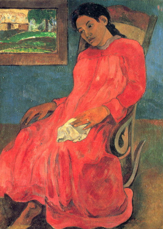 Gauguin Woman in a red dress