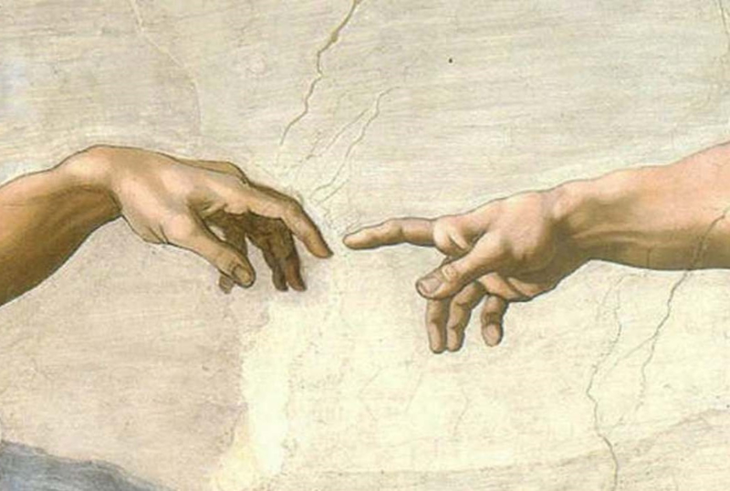 Michelangelo The creation of Adam (detail: hands)