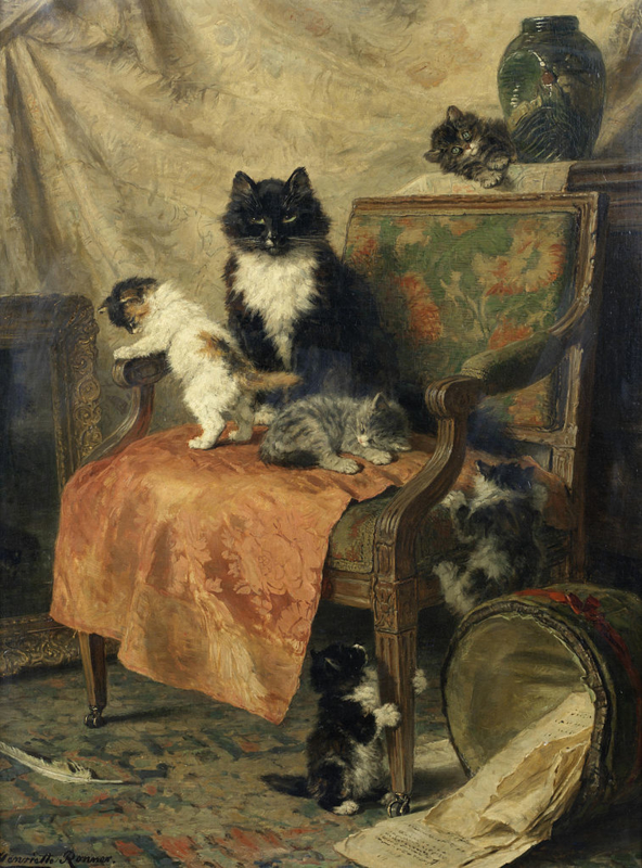 Ronner-Knip Playing kittens