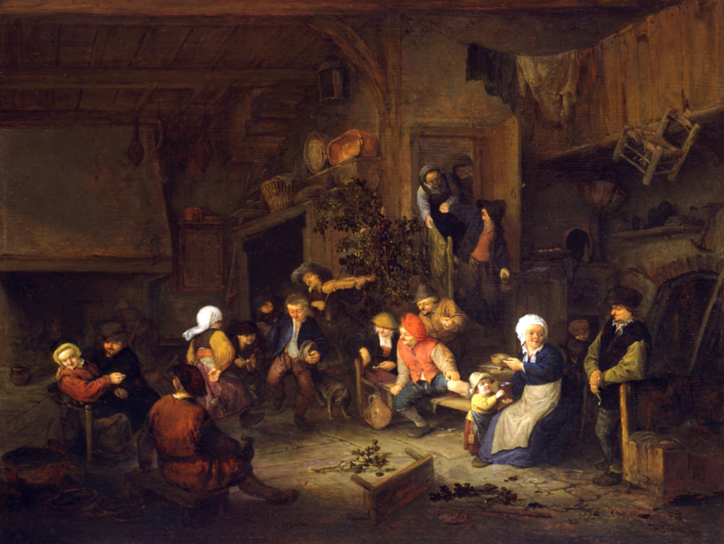 Van Ostade Celebrating villagers at an inn