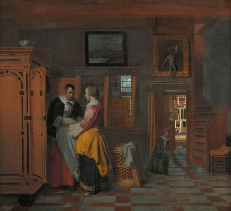De Hooch Interior with women at a linen closet