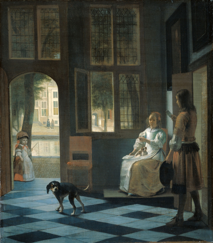 De Hooch Addressing a letter in an anteroom
