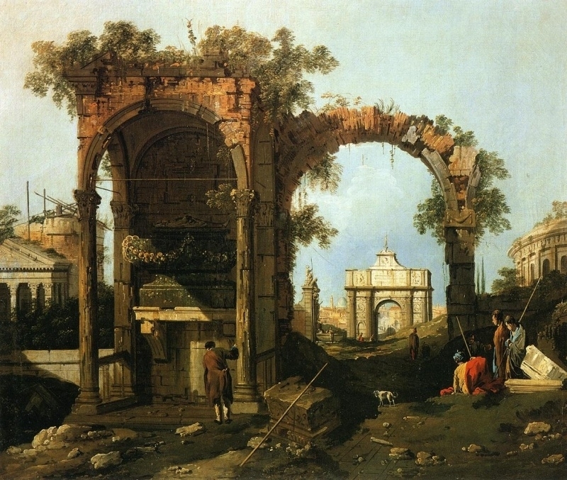 Canaletto Capriccio: landscape with ruins
