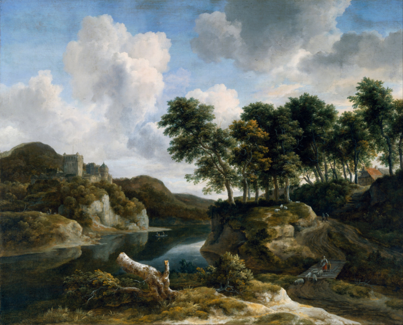 Van Ruisdael River landscape with a castle