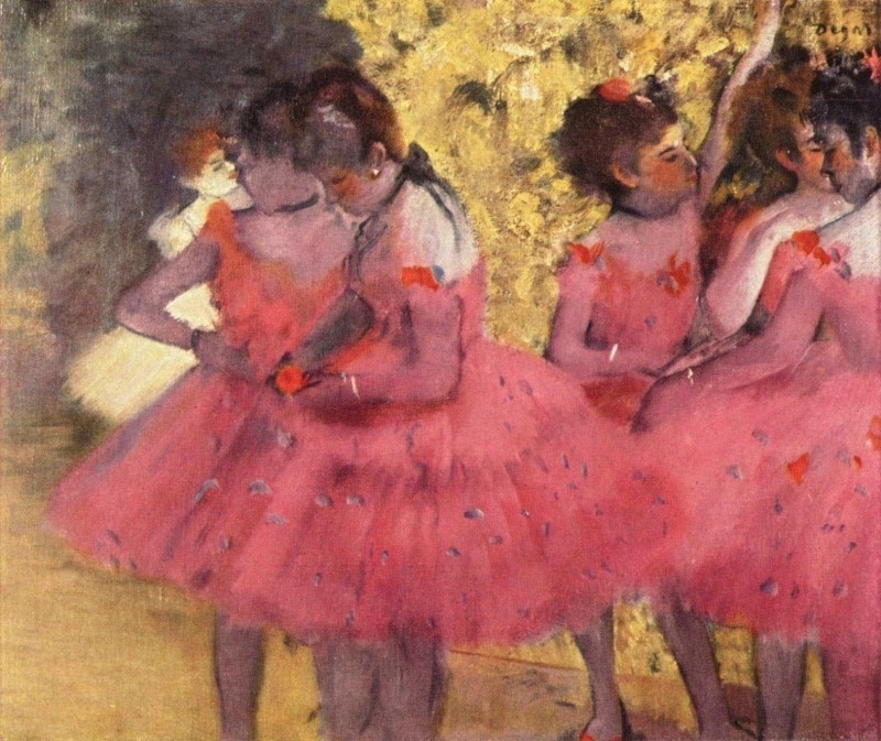 Degas Ballerinas in pink between the wings