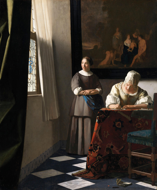 Vermeer Writing woman with servant