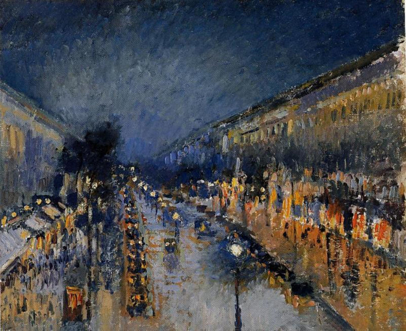 Pissarro Montmartre at night