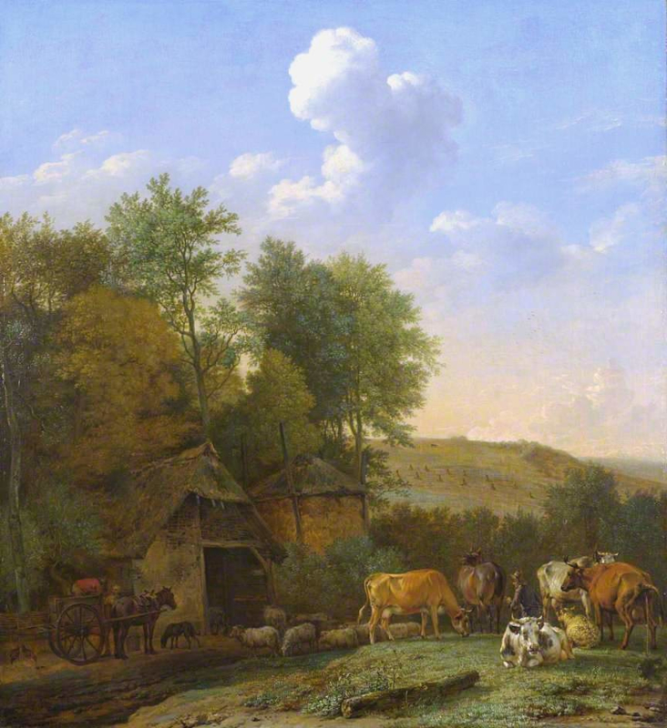 Potter Landscape with cattle near a barn