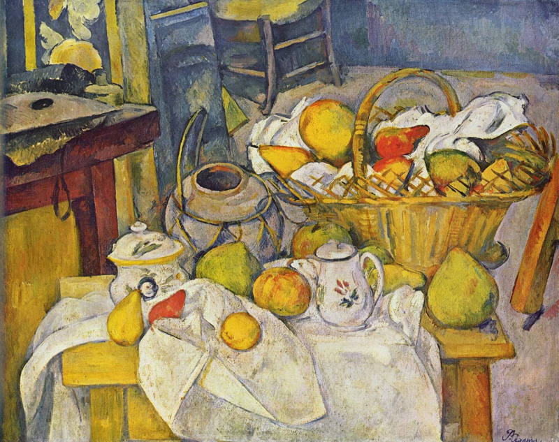 Cezanne Kitchen table (still life with fruit basket)