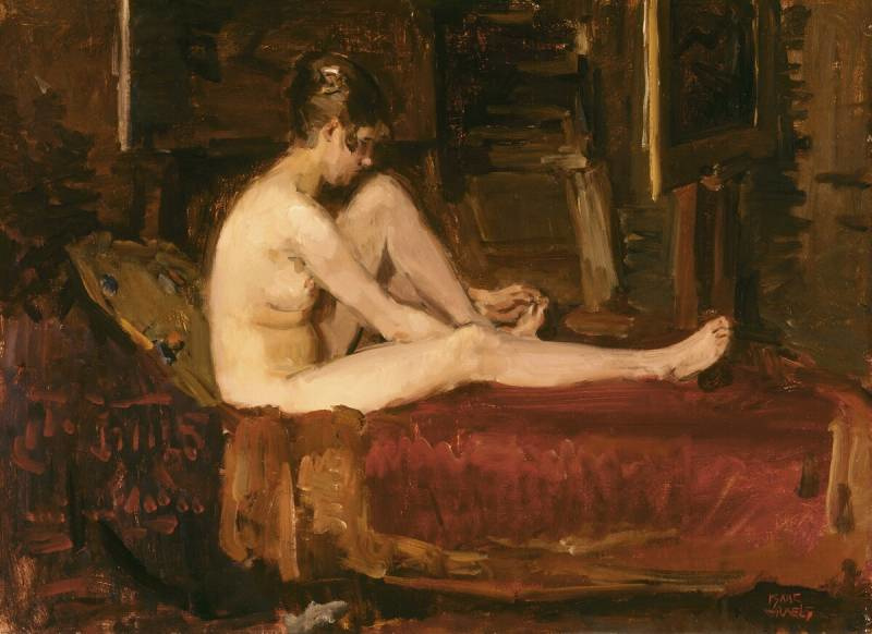 I. Israels Sitting nude model