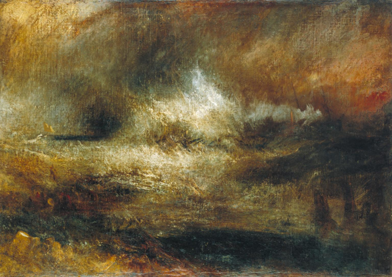 Turner Stormy sea with burning wreck