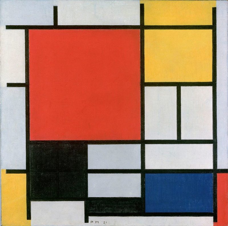 Mondriaan Composition with large red surface