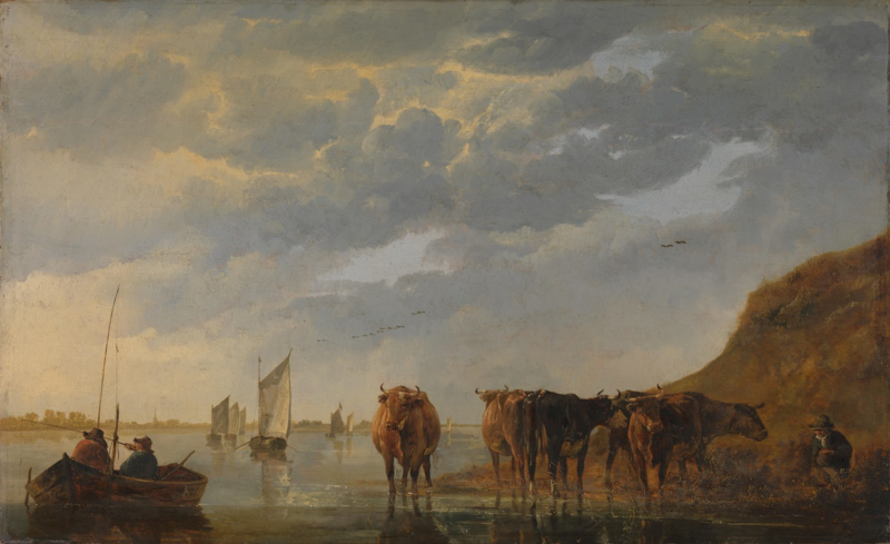 Cuyp A shepherd and 5 cows by a river