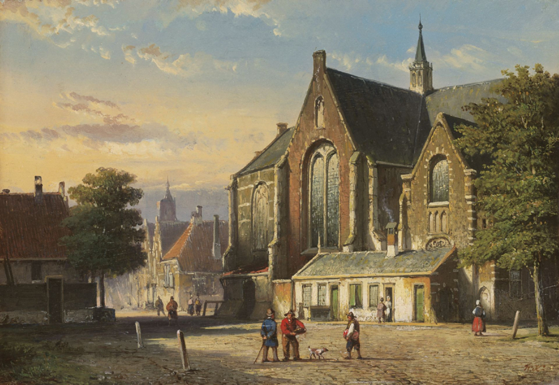 W. Koekkoek A church square (after the Sint Janskerk in Utrecht)