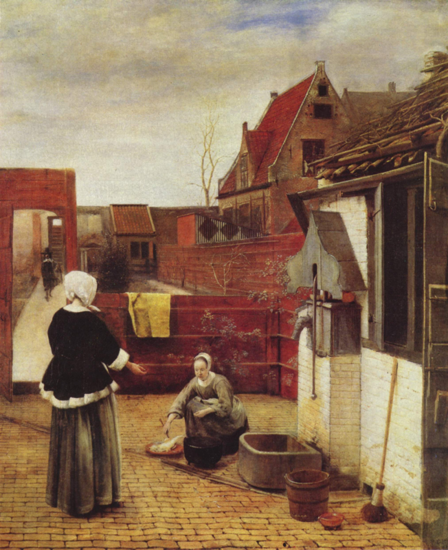 De Hooch A woman and her maid in a courtyard