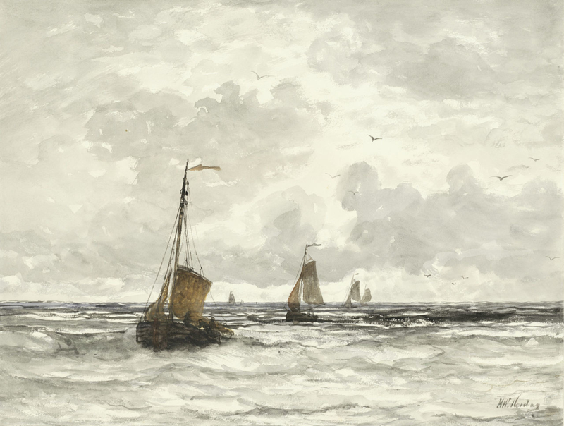 Mesdag Fishing boats in the surf