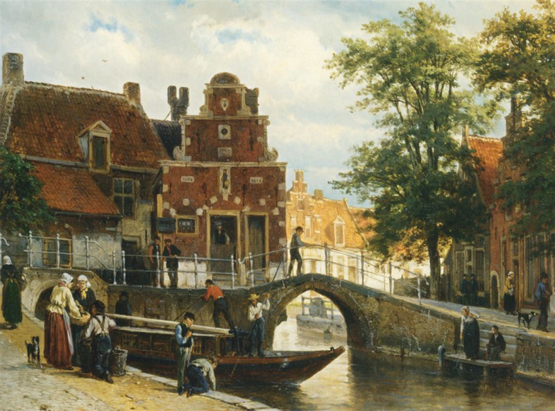 Springer View of Franeker with the Zakkendragers house