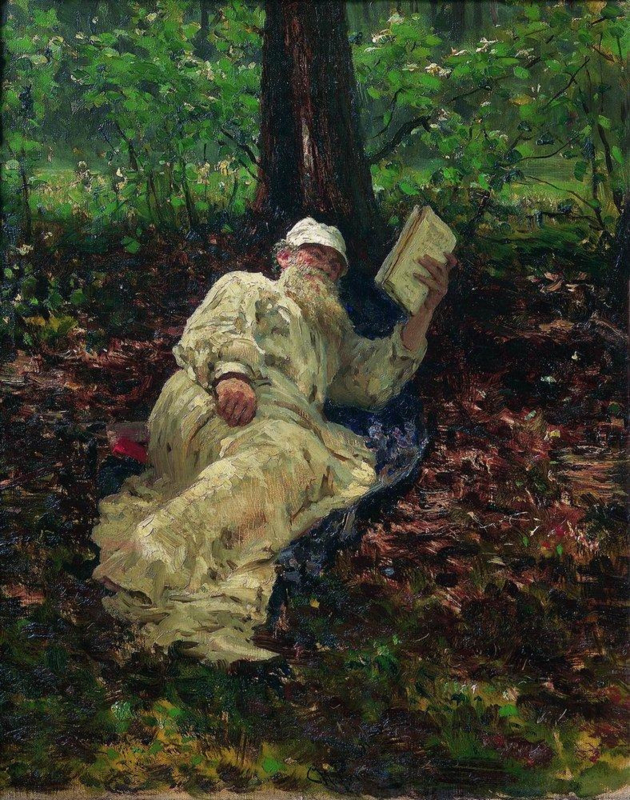 Repin Tolstoy rests in the forest