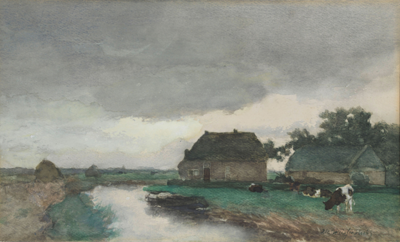 Weissenbruch Farmhouse with barn on a canal
