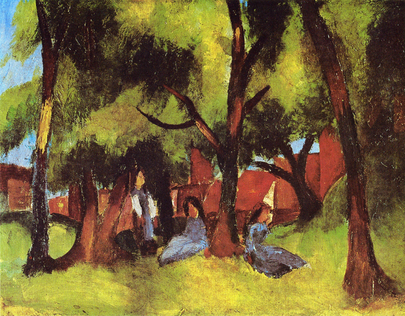 Macke Children under trees in the sun