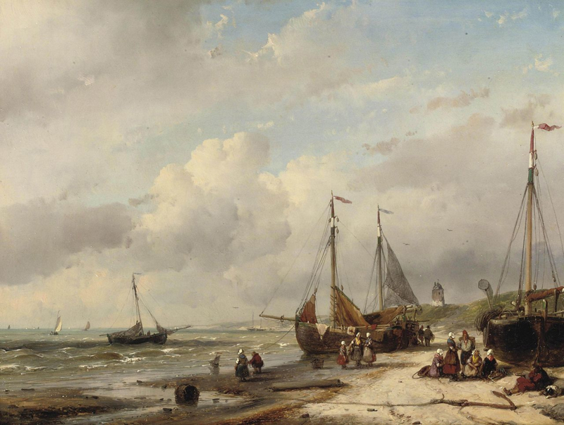 Schelfhout Fishermen and bomb barges on the Dutch coast