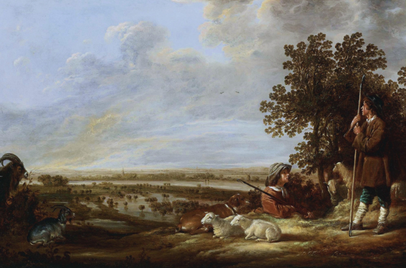 Cuyp Landscape with 2 shepherds and their animals