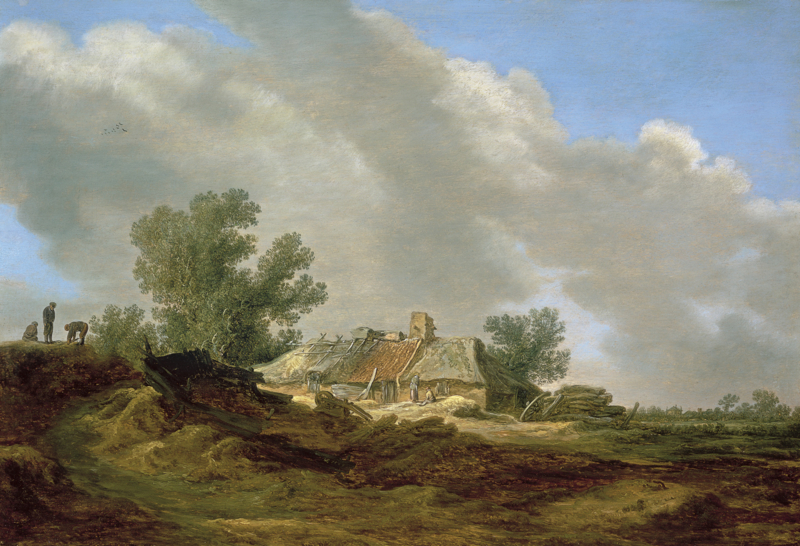 Van Goyen Dune landscape with cottages and people