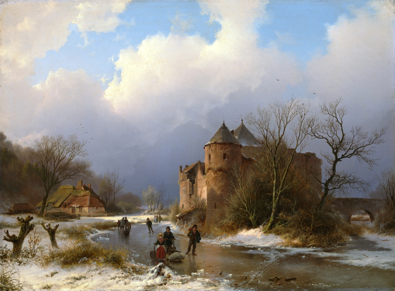 B.C. Koekkoek A castle in a winter landscape
