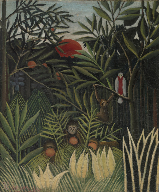 Rousseau Monkeys and a parrot in the Virgin Forest