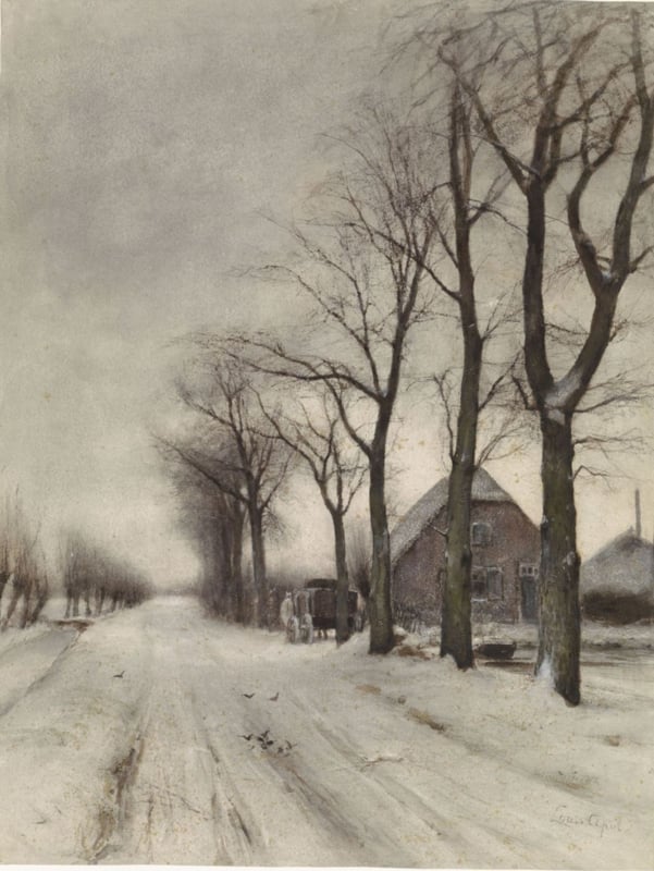 Apol Winter landscape with farmhouse on an avenue