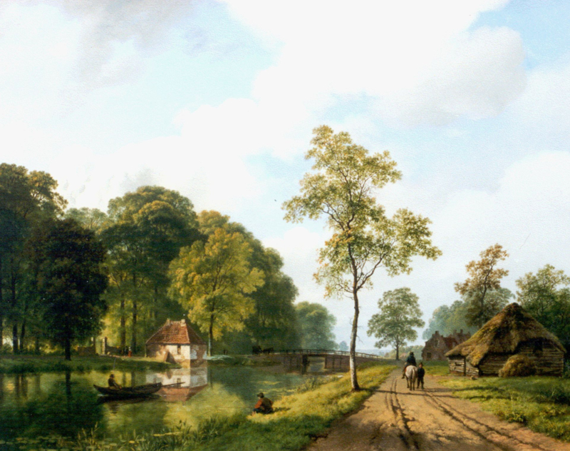 B.C. Koekkoek Summer river view in the province of Utrecht