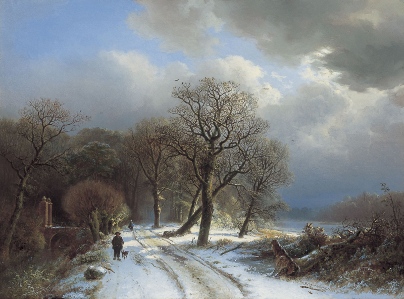 B.C. Koekkoek Winter landscape with hikers