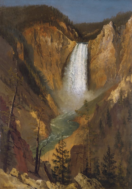 Bierstadt Yellowstone's low waterfall