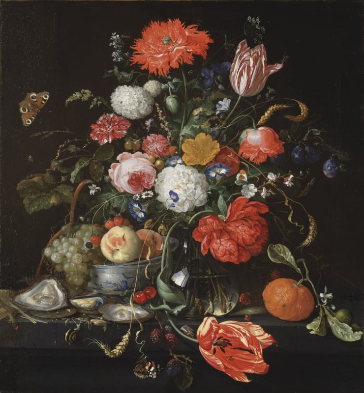 De Heem Still life with a fruit bowl and oysters