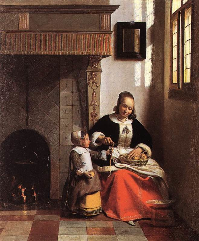 De Hooch Woman peeling apples