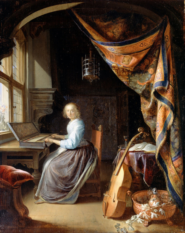 Dou Woman behind the harpsichord