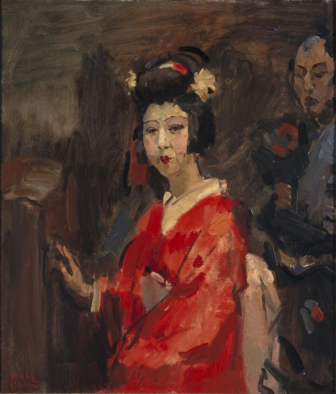 I. Israels Japanese lady in red kimono