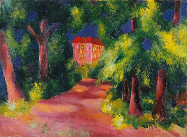 Macke Red house in the park