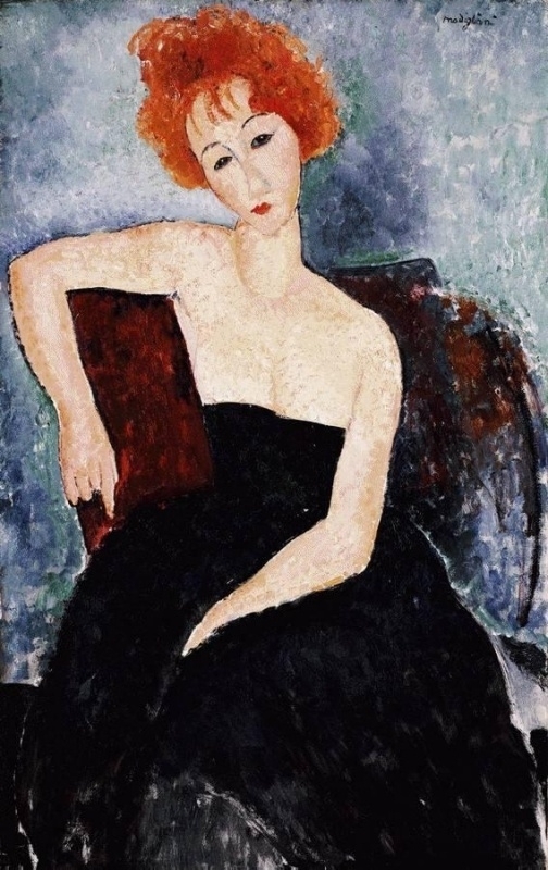 Modigliani Young redhead in evening gown