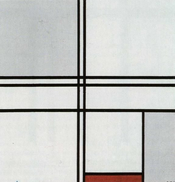 Mondriaan Composition with red and gray