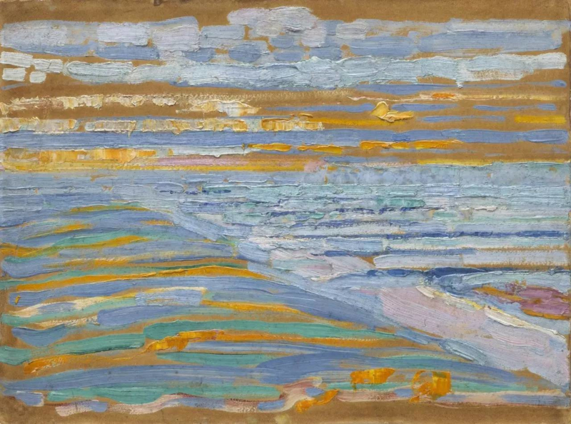 Mondriaan View of beach and pier from the dunes
