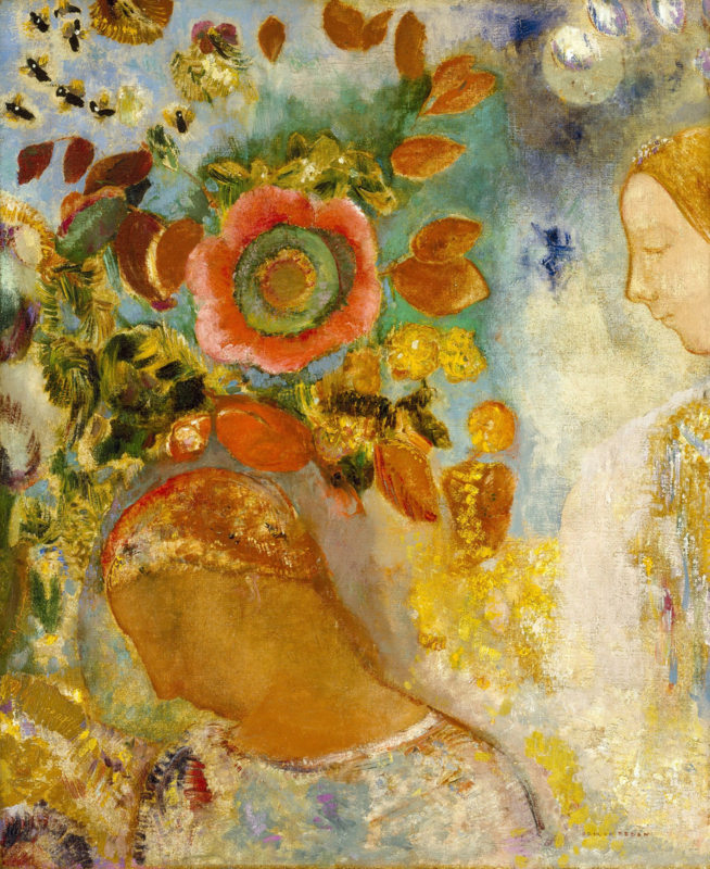 Redon Two young girls among flowers